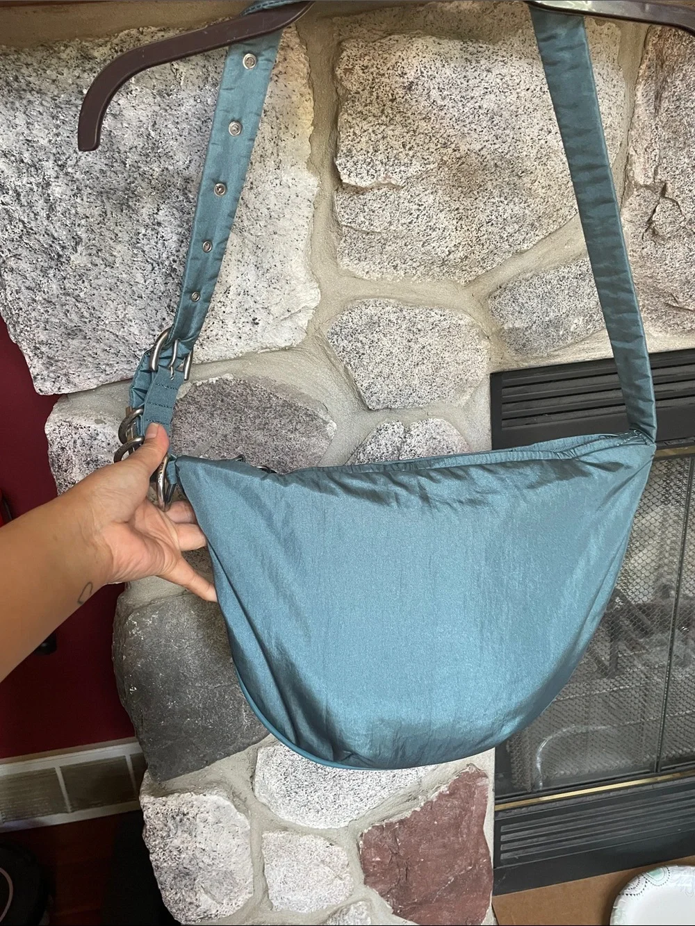 rag & bone  Spire Nylon Shoulder Hobo Bag Teal color